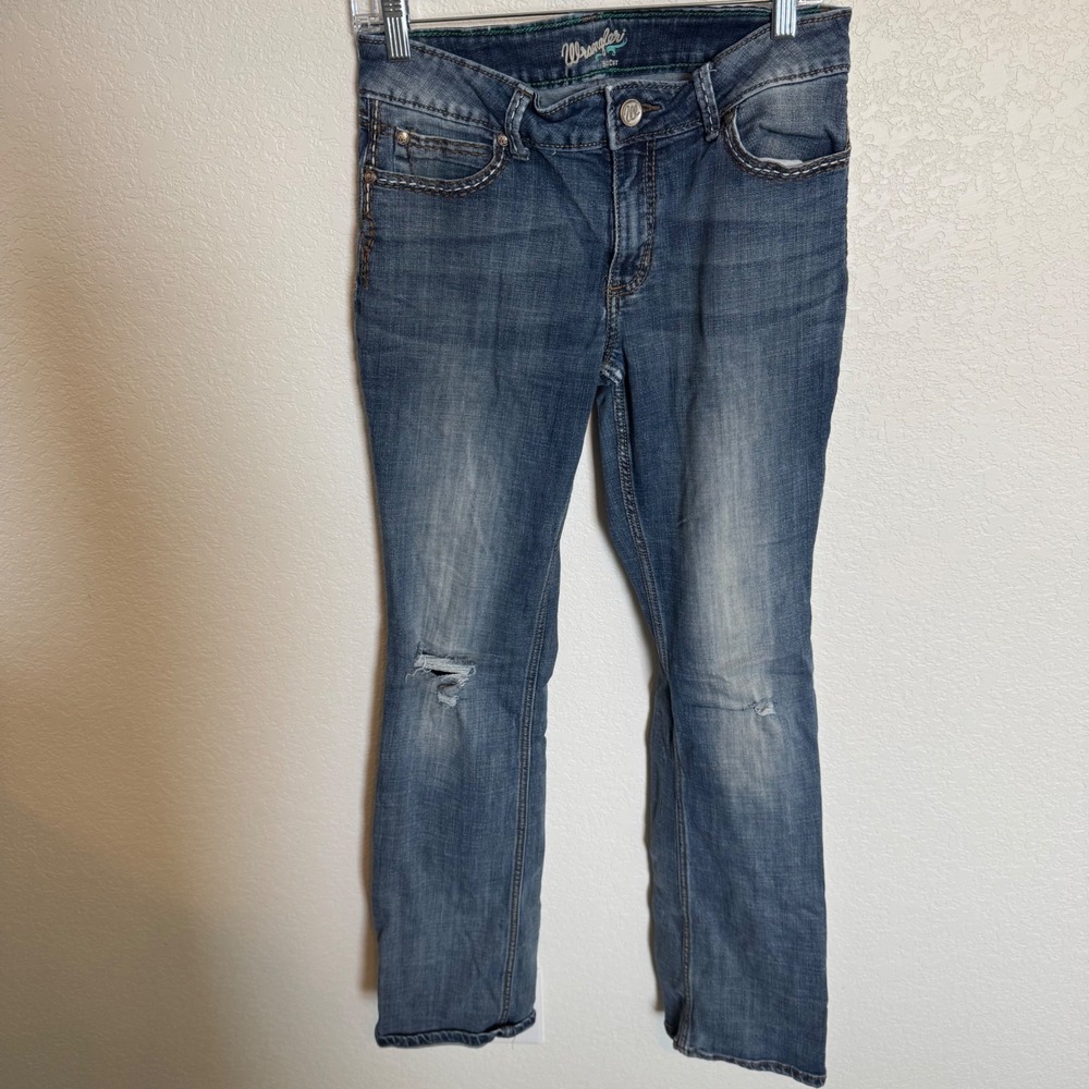 Western Y2K Cowgirl Wrangler Bootcut Jeans Blue 11/12x34 - Picture 3 of 5